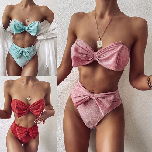 2020泳衣欧美比基尼 Strapless High Waist Bikini set Swimsuit