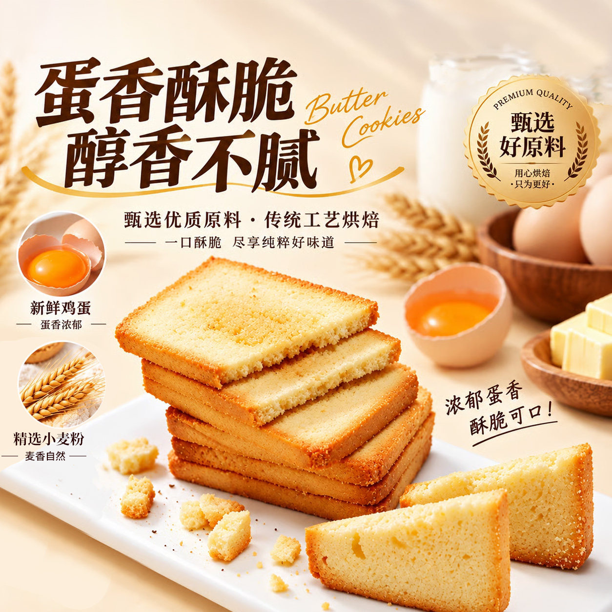 海玉烤馍片蛋香零食饼干整箱馒头片烤馍休闲小吃办公室早餐食品脆