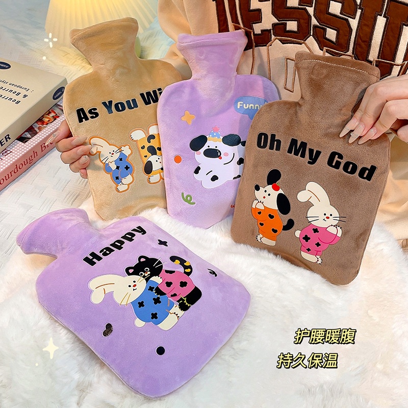 宝宝绒热水袋2024新款pvc高颜值可爱女生暖手宝学生注水暖水袋子