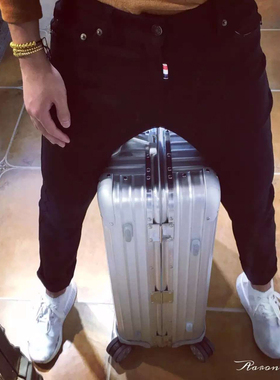 【Taurus老逗】韩版百搭时尚英伦修身小脚TB风黑色休闲牛仔裤男潮