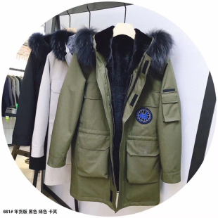 2025冬新款韩版超大真毛领男士派克服潮牌中长款宽松棉服棉衣外套