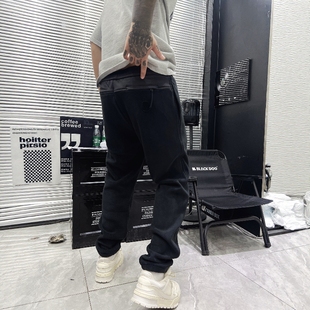 25冬季加绒加厚颗粒绒束脚卫裤网红青年宽松大码保暖休闲裤黑裤子