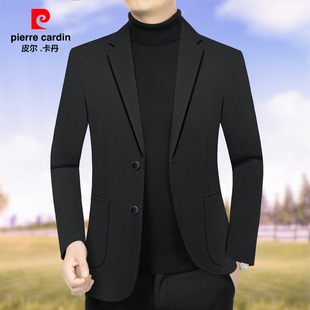 中年西服新款 皮尔卡丹男士 新款 春秋季 羊毛呢商务外套 休闲西装