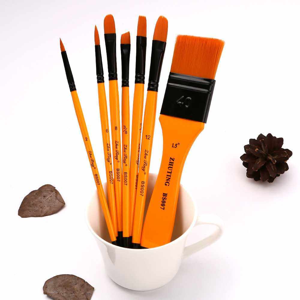 新款直销7支油画笔套装尼龙毛混头画笔刷板刷丙烯画笔刷美术画材,文具电教/文化用品/商务用品,水粉/水彩/油画专用笔,淘宝优惠券,粉丝福利购,淘宝优惠卷