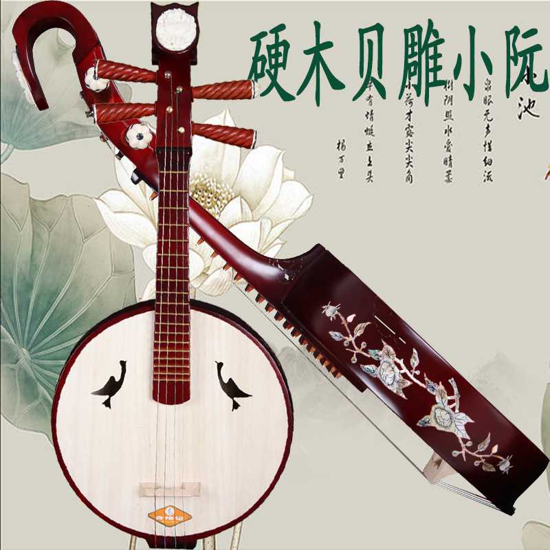 新款直销直销高档硬木高音阮硬木贝雕小阮初学演奏教学乐器送盒子
