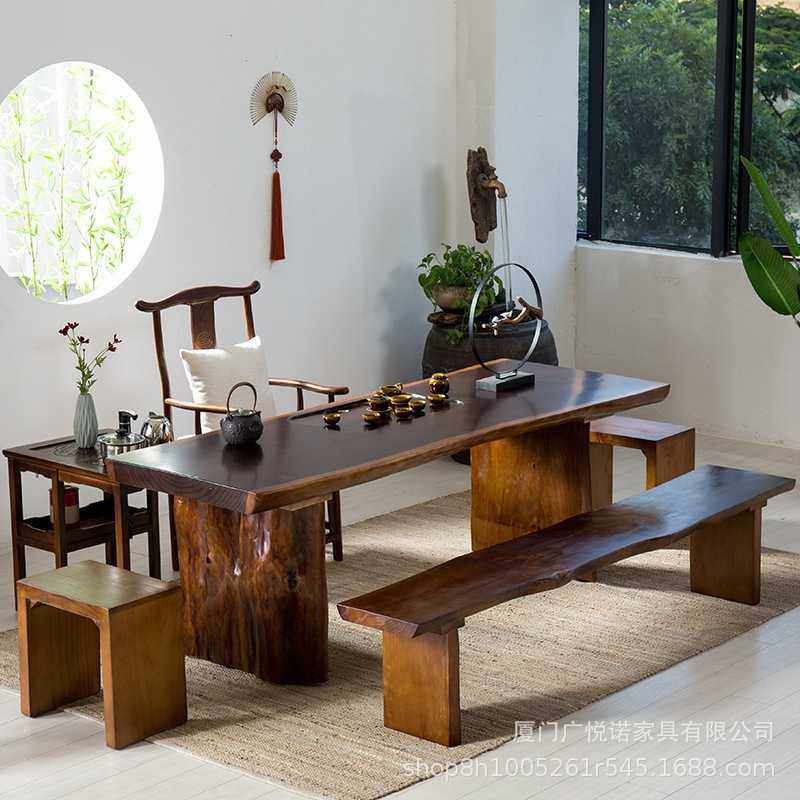 新款直销新中式实木大板茶桌椅 美观结实复古内嵌式茶盘 泡茶桌茶,住宅家具,家用茶台/茶桌,淘宝优惠券,粉丝福利购,淘宝优惠卷