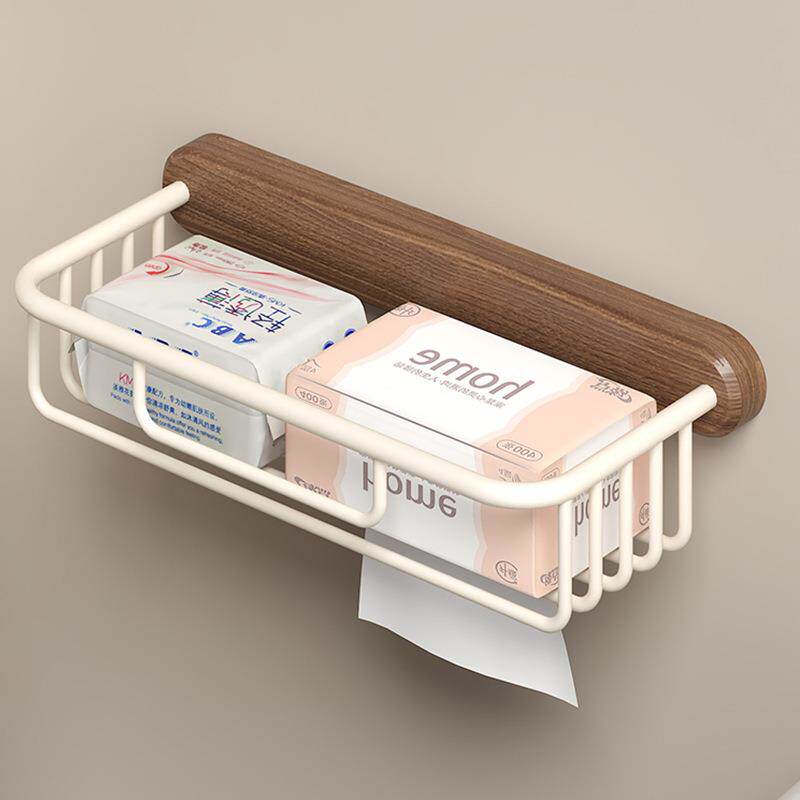 新款直销胡桃木白色卫生间纸巾架浴室厕所厕纸盒免打孔抽卷纸洗手