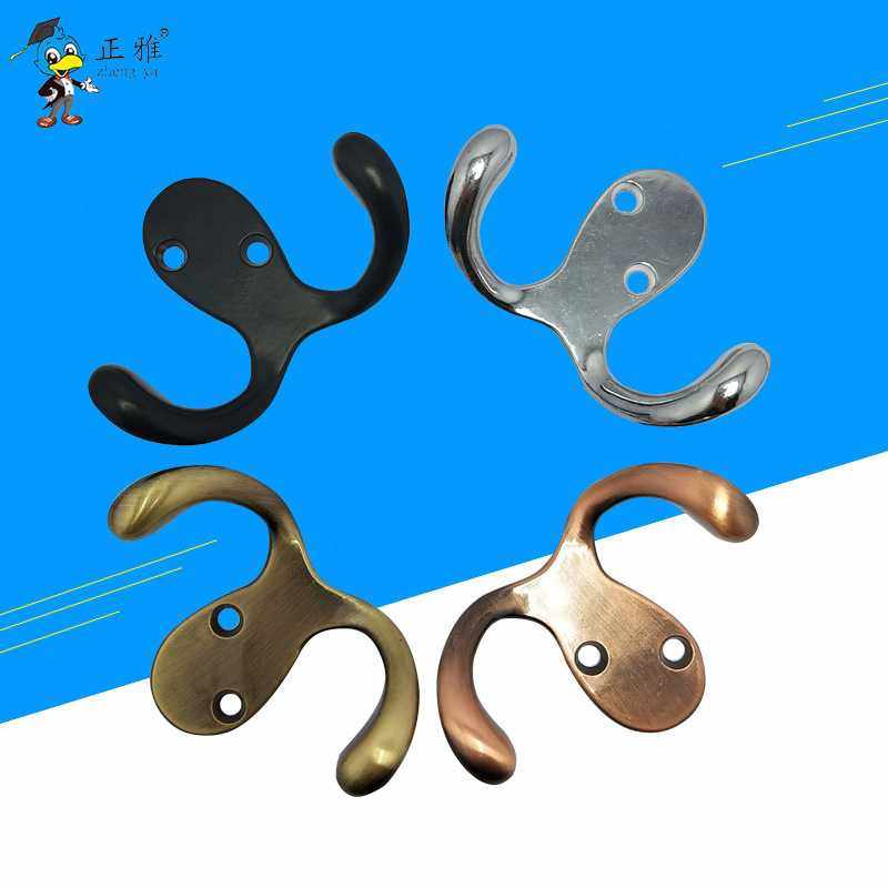新款直销锌合金六款色挂钩实芯羊角双钩衣钩浴室卫生间衣帽钩试衣,家居饰品,装饰挂钩,淘宝优惠券,粉丝福利购,淘宝优惠卷