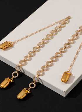 新款直销夹扣金色抹胸肩带水钻肩带内衣带子链条胸罩带子一字领可