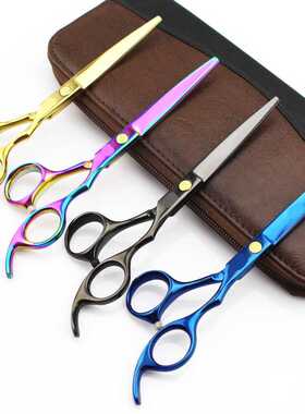 新款直销6寸5.5寸 美发剪刀 彩色 紫色 黑色 平剪刘海剪牙剪打薄