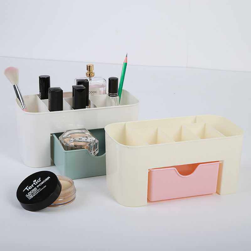 新款直销T 简约塑料桌面化妆盒带小抽屉多功能首饰盒储物盒办公桌,收纳整理,化妆刷收纳盒/桶,淘宝优惠券,粉丝福利购,淘宝优惠卷