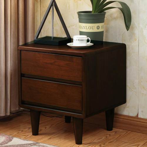 新款直销全实木北欧床头柜简约橡木整装原木色卧室迷你床边储物收