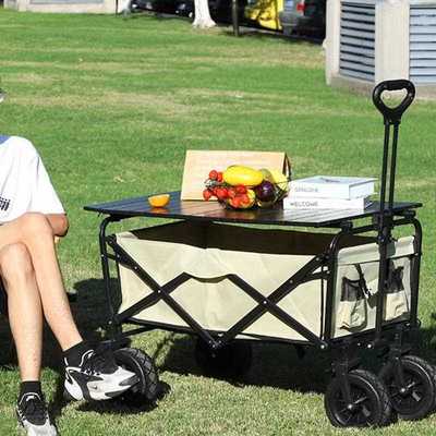 新款直销户外小拉车可折叠摆摊桌子折叠便携全套野炊户外推拉车露