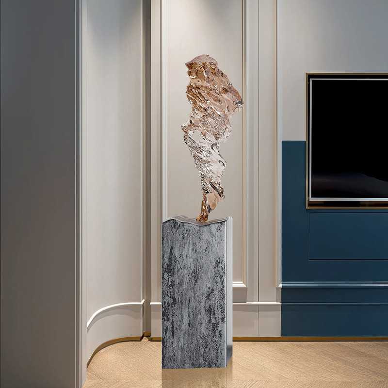 新款直销现代简约透明树脂雕塑客厅摆件酒店售楼处玄关工艺品客厅