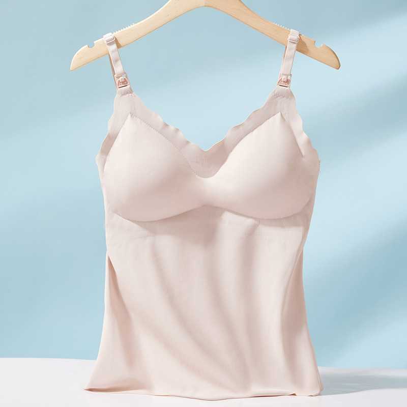 新款直销新款哺乳背心夏季免穿内衣冰丝舒适前开扣哺乳吊带内衣8