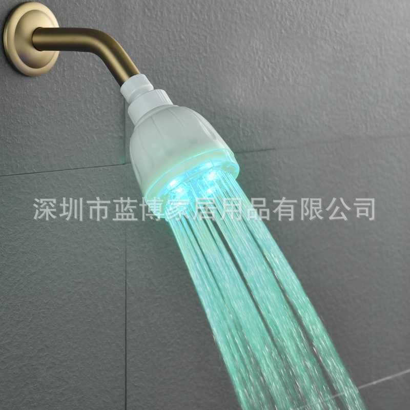 新款直销LED白壳小顶喷 圆形花洒七彩变色/温控三色喷头莲蓬头 80