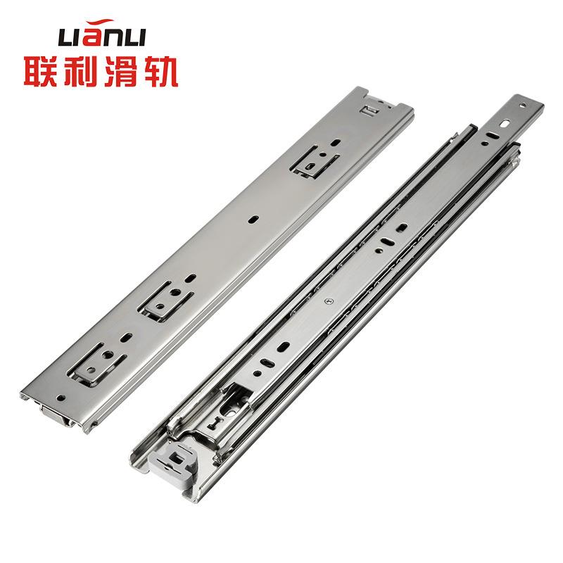 新款直销联利滑轨供应51宽三节重型滑轨68kg可带锁榻榻米抽屉工业