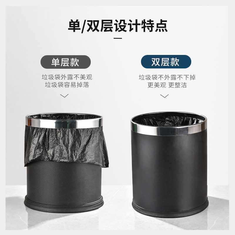 新款直销垃圾桶酒店客房卫生间厨房简约创意单双层塑料压圈办公室