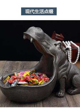 新款直销河马摆件北欧创意家居客厅鞋柜玄关钥匙收纳盒桌面杂物收