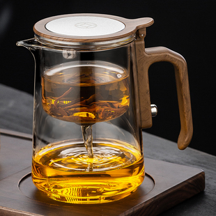 茶方圆新款翻盖无杆磁吸飘逸杯高端泡茶壶茶水分离式玻璃茶具套装