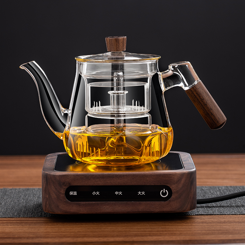 新款胡桃木实木电陶炉套装养生壶蒸煮茶壶小型家用泡茶煮茶器套装