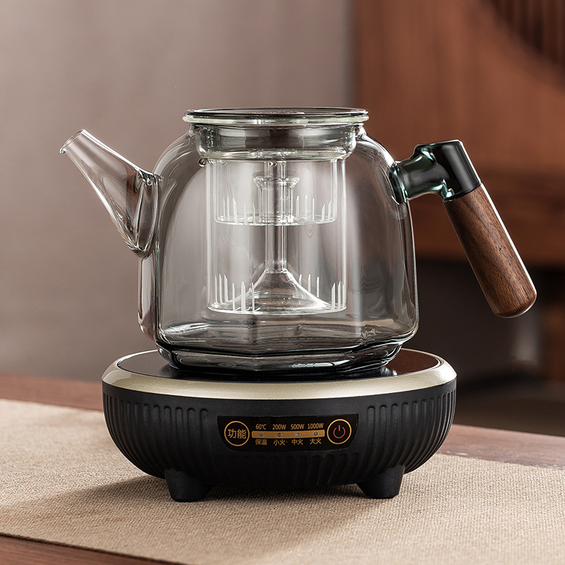 胡桃木家用新款玻璃电陶炉煮茶壶