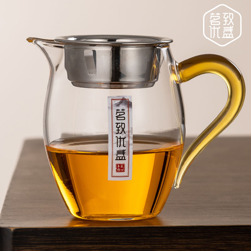 公道杯加厚玻璃耐热分茶器过滤泡茶茶海高档企鹅公杯茶漏茶具家用