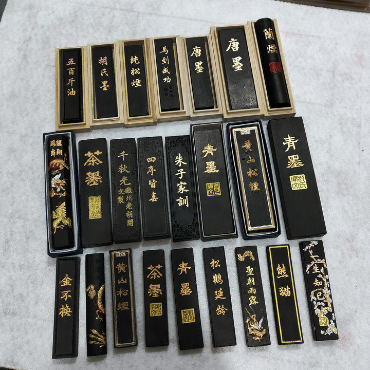 纯手工一两二墨条书法墨块墨锭文房用品砚台毛笔书法国画油烟唐墨_虎窝淘