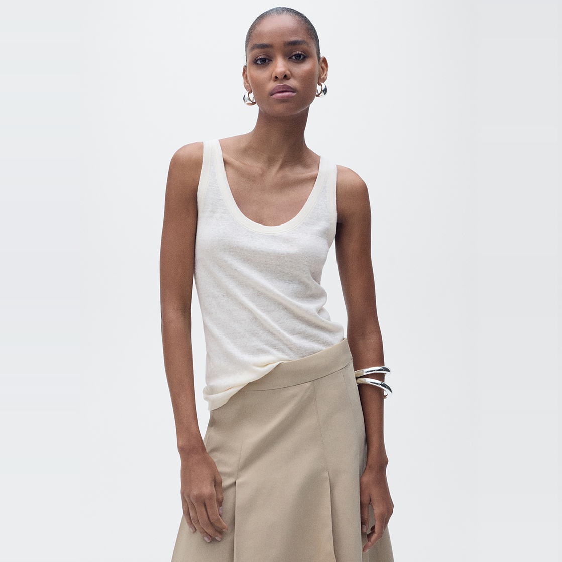 Linen Vest French British Spaghetti Straps Cotton Top Camisole Sexy White U-Neck Thread Export