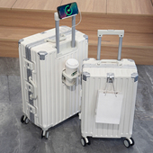 行李箱女多功能2026新款 20寸登机箱三锁旅行箱皮防爆密码 拉杆箱子