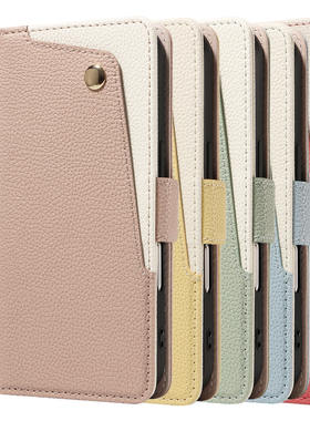 Case适用苹果14Plus翻盖手机壳带化妆镜子iphone17promax掀盖保护套女腕带16卡夹15时尚14防摔荔枝纹Air Flip