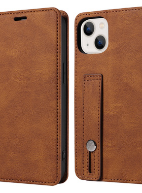 适用air苹果17手机壳iphone 16promax带腕带掀翻盖保护皮套14Plus简约插卡15防摔13商务12红棕8黑色case flip