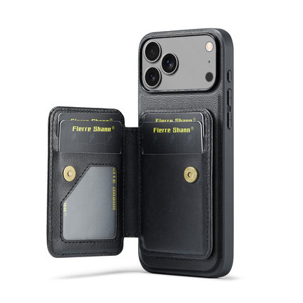 苹果16皮革保护壳iphone 17 Pro Max手机壳带磁吸卡包无线充电15皮套14Plus钱包插卡防摔13黑色Air Flip Case