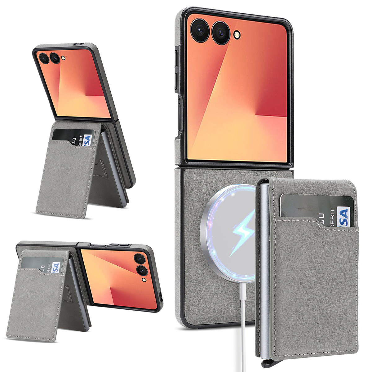 适用三星Galaxy Z Flip 6翻盖手机壳Fold8Ultra掀盖保护壳卡夹Flip7 6 5 4 3保护套带盖对开皮套磁吸无线充电