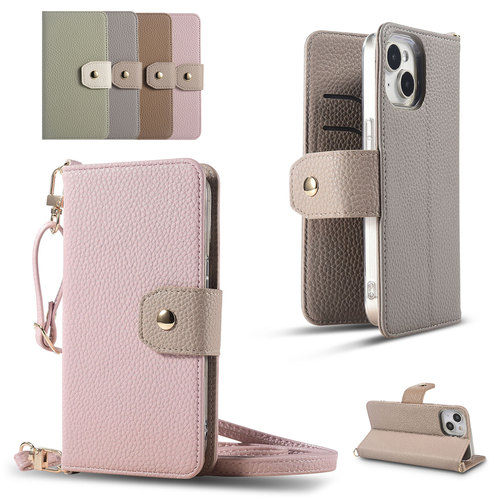 苹果iPhone翻盖手机壳斜肩长挂绳