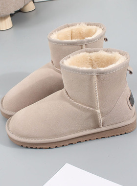 ce雪地靴女短筒时尚韩版百搭2024年冬季加绒保暖牛皮学生面包棉鞋