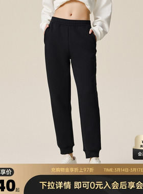 安踏卫裤女士春夏季黑色针织运动裤简约百搭休闲长裤162537322N