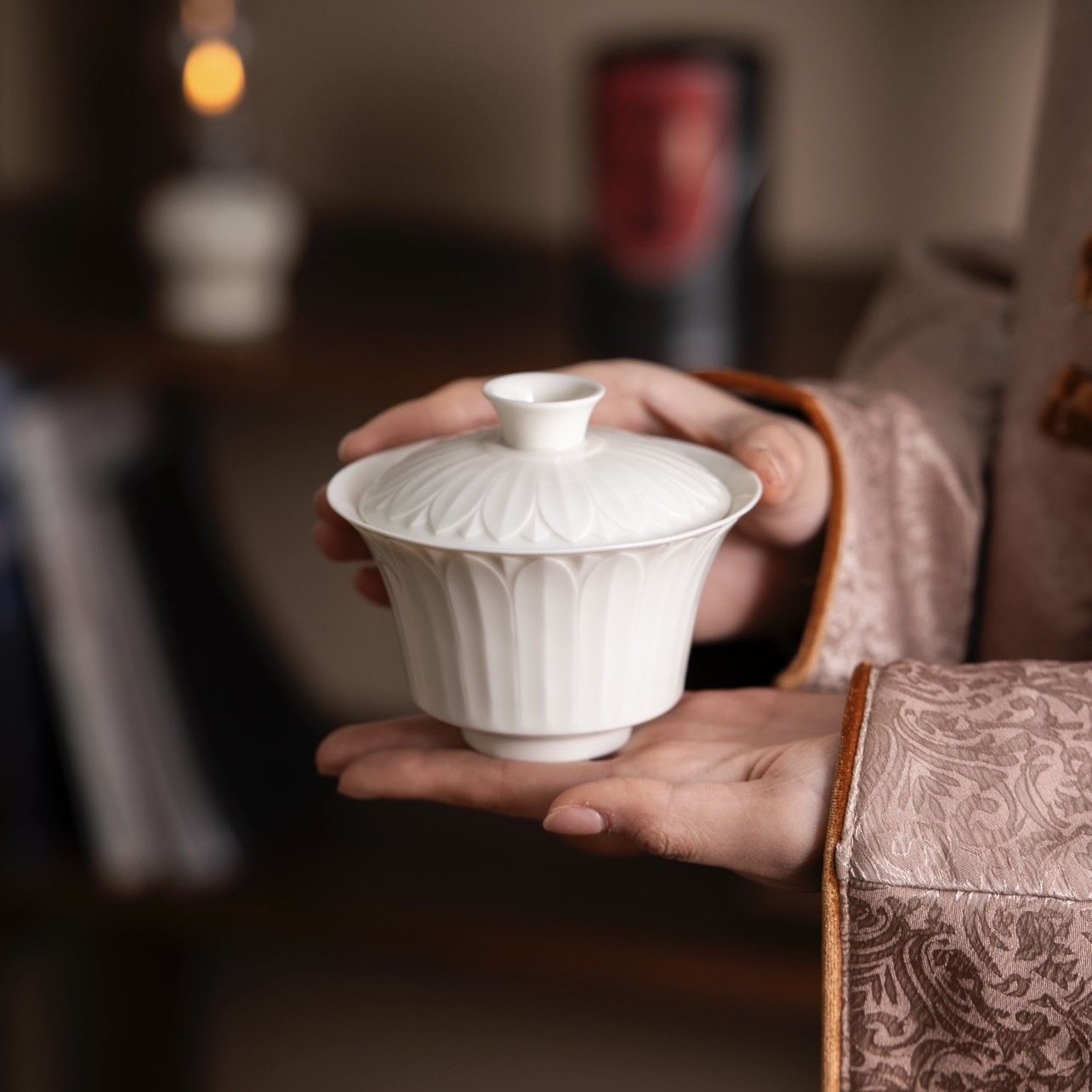 只此宋瓷 定窑定瓷手工剔刻中式商用功夫茶具莲花不烫手盖碗茶碗,餐饮具,盖碗,淘宝优惠券,粉丝福利购,淘宝优惠卷