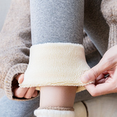 加绒加厚保暖女外穿 胖mm200斤不掉档冬季 羊羔绒螺纹棉打底裤 大码