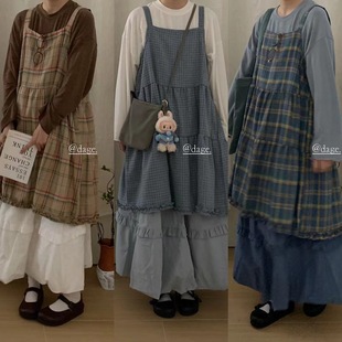 寬松百搭顯瘦款 格子連衣裙女胖mm 韓版 DAGE家日系秋冬款