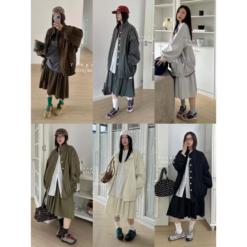 vengo新款休闲外套半身裙可分开/百搭宽松显瘦立领夹克外套女