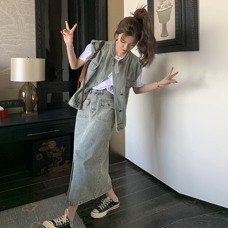 现货已出2026韩系牛仔两件套裙RF2C518-W890-P165-K268，女装套装/套裙，浙宝237