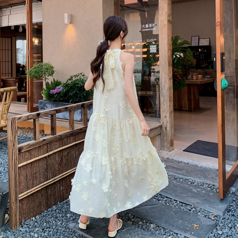现货蓝色乳黄26韩系仙气儿立体花朵连衣裙RF2C518-2667-P155-K248,女装套装/套裙,浙宝237