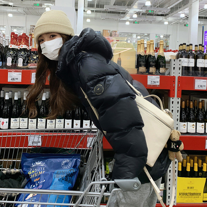 现货鹅绒2024冬学院黑色笑脸保暖带帽羽绒服ZB237-8862-P335-K499,女装羽绒服,浙宝237
