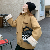 爆50白鸭绒羊羔毛拼接一手长25冬羽绒外套ZB237-2805-P300-K459，女装羽绒服，浙宝237