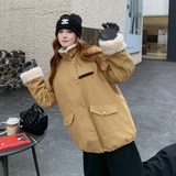 爆50白鸭绒羊羔毛拼接一手长25冬羽绒外套ZB237-2805-P300-K459，女装羽绒服，浙宝237