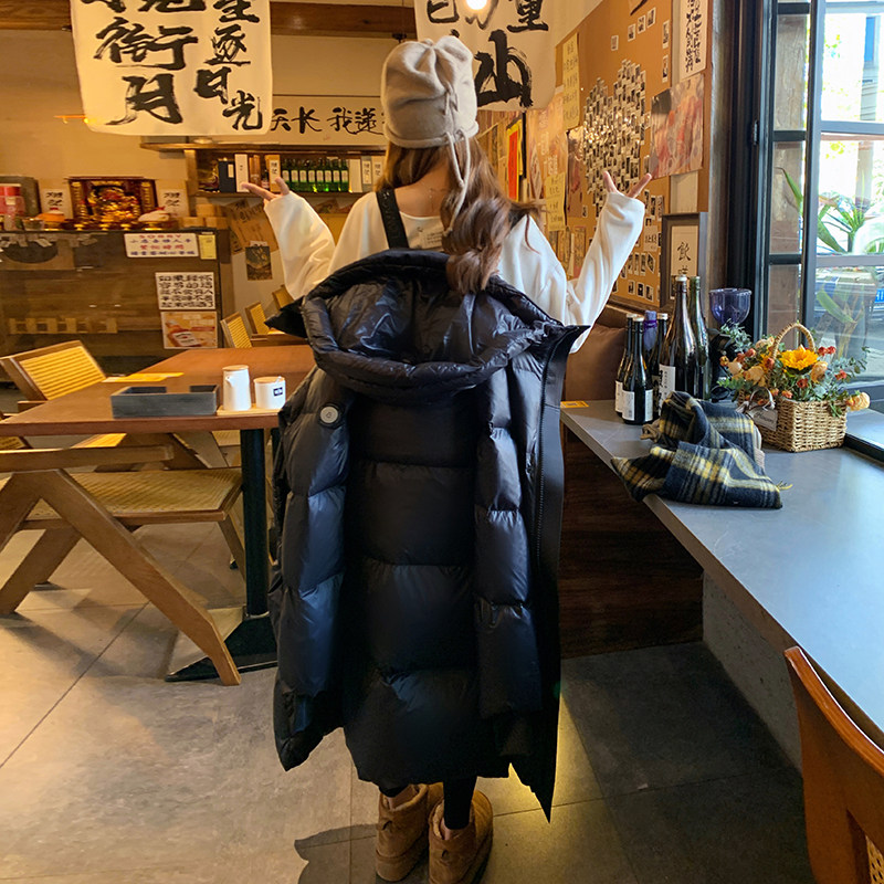 高级感黑金90鹅绒羽绒服女冬新款长款加厚学院风大被子面包服外套,女装羽绒服,浙宝237