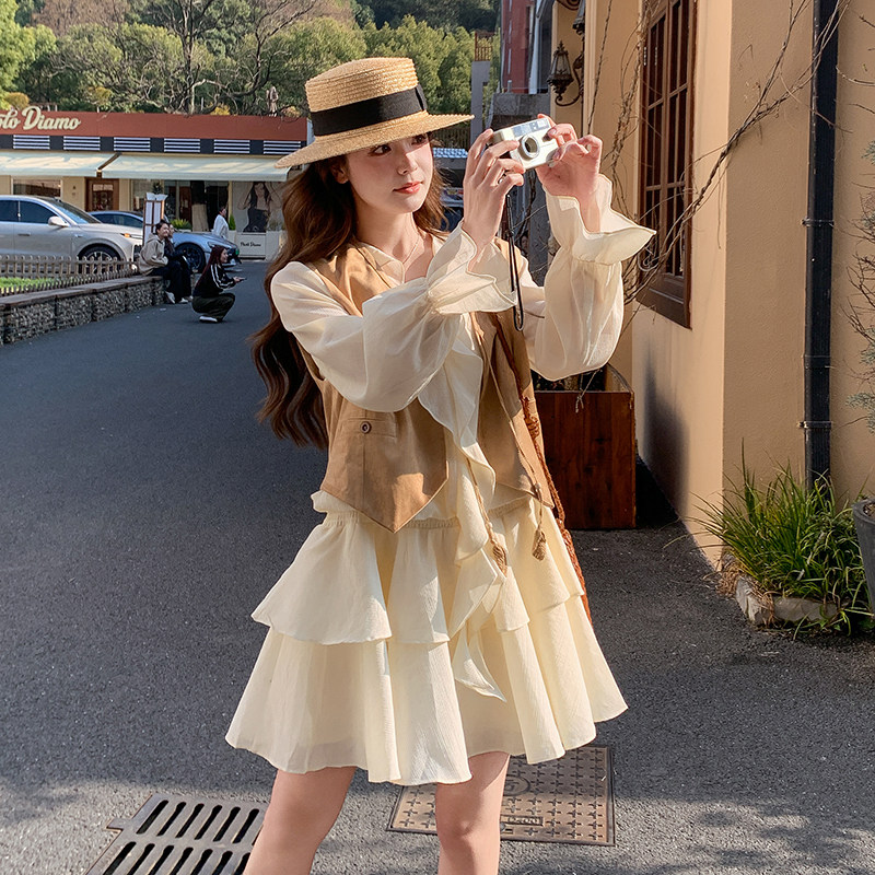 现货26气质轻熟搭配马夹雪纺防晒两件套RF2C518-2626-P195-K318，女装套装/套裙，浙宝237