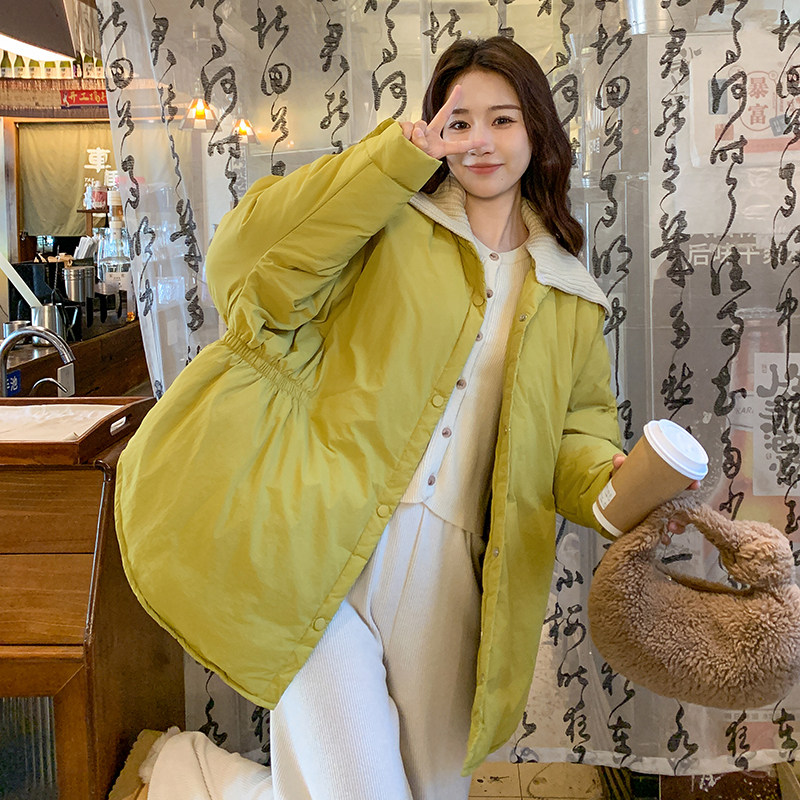 姜黄色针织领现货50白鸭绒冬保暖羽绒服ZB237-6620-P300-K458,女装羽绒服,浙宝237