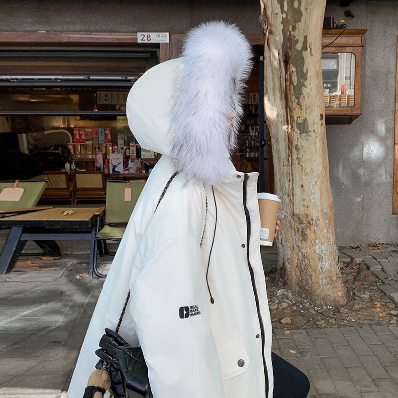 现真毛加长款女风衣长户外时尚保暖白鸭绒zb237-6621-P445-K669,女装羽绒服,浙宝237
